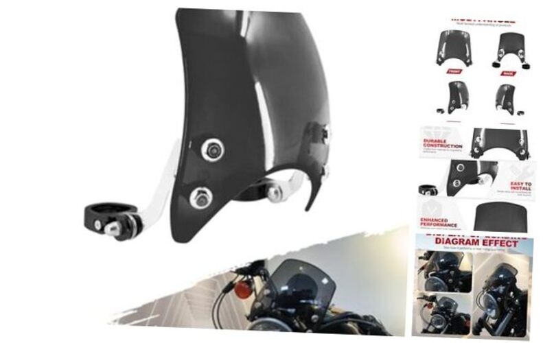 Motorcycle Adjustable Windshield Custom Compact Sport Smoke Windshield