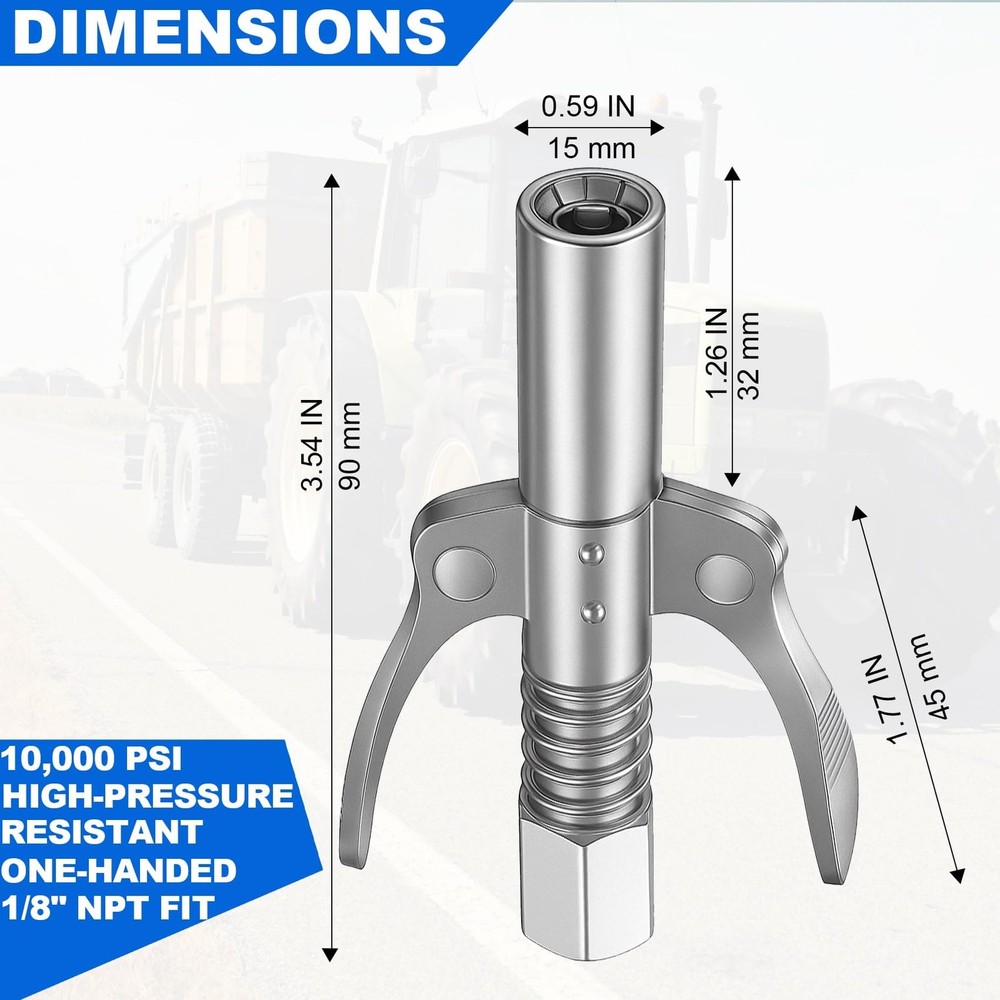 Grease Gun Coupler Double Handle Quick Lock Release Grease Tip End Coupler