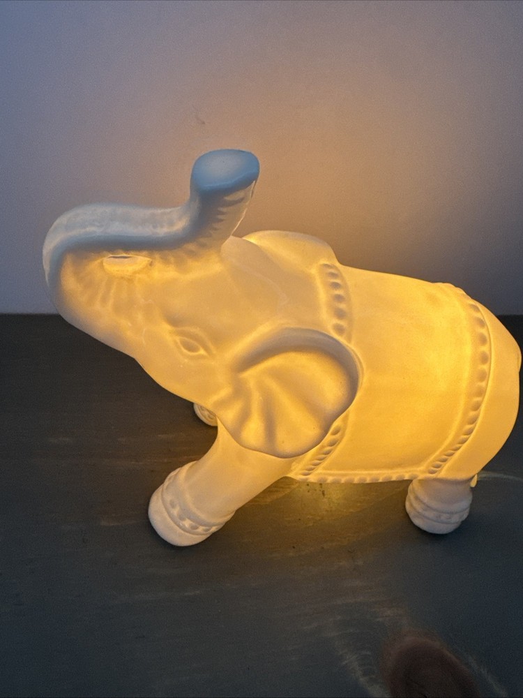 White Ceramic Elephant Night Light Tested Works