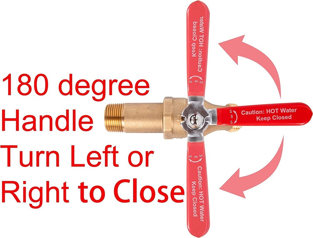 HMP010-R 2"Shank Brass 3/4"MIP Water Heater Drain valve, Full Port, 180° Handle