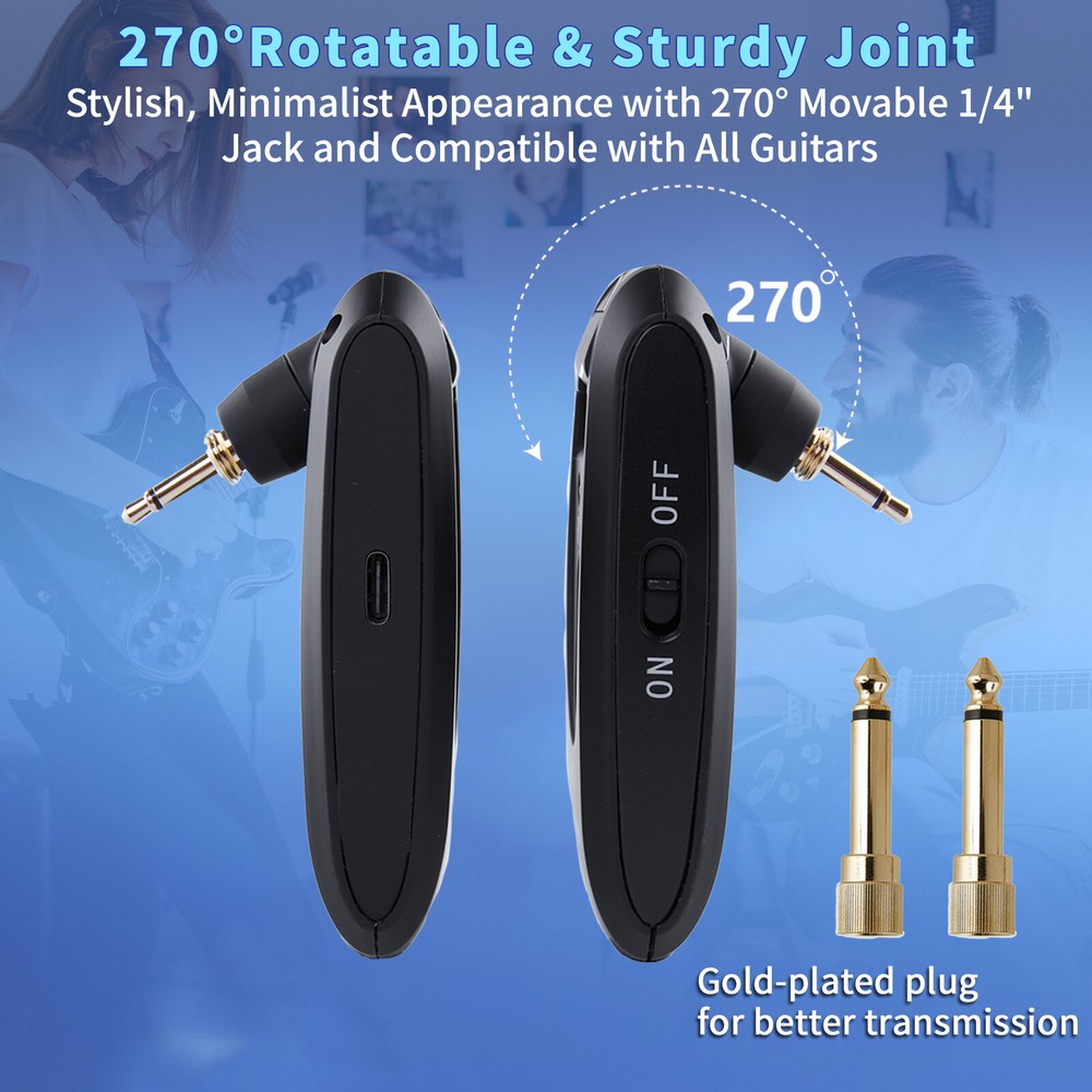 Wireless System Built-in Rechargeable Transmitter Receiver for Electric Guitar