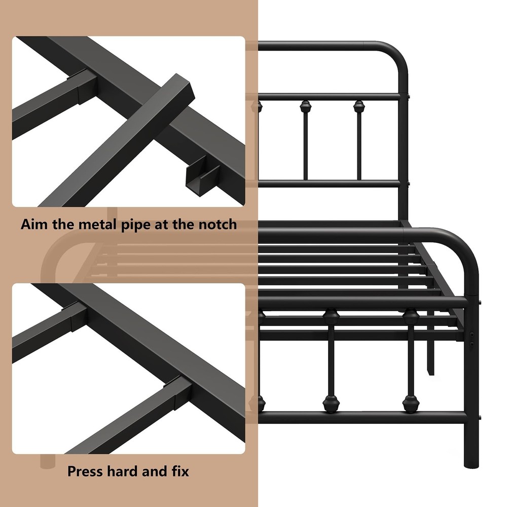 Vengarus Metal Bed Frame,Twin Size Bed Frame with Headboard,Structurally Stab...