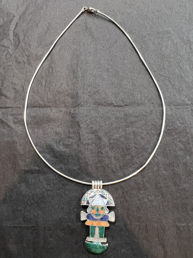 950 Sterling Silver Peruvian Tumi Knife Pendant With Sterling Silver Snake Chain