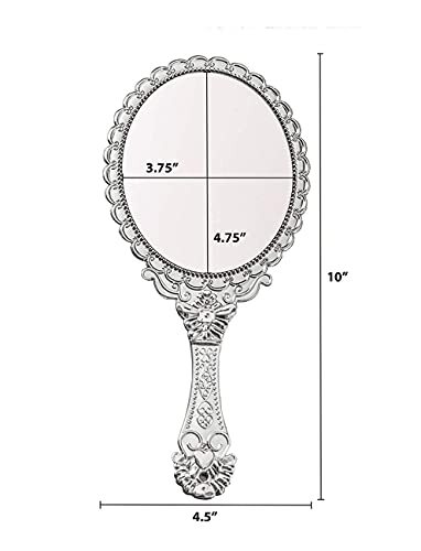 Vintage Handheld Mirror Small Hand Held Mirror with Handle Vanity Silver