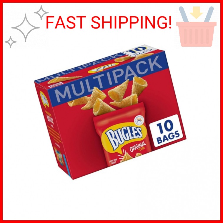 Bugles Original Crispy Corn Snacks, Snack Bags Multipack, 10 Ct, 8.75 oz