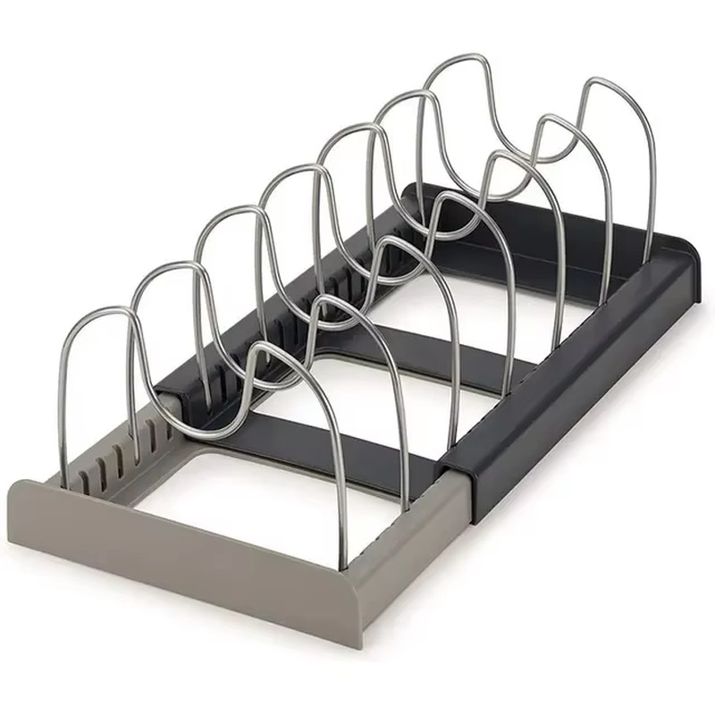 Expandable Stainless Steel Storage Rack Kitchen Cabinet Holder for Pan Pot Lid C