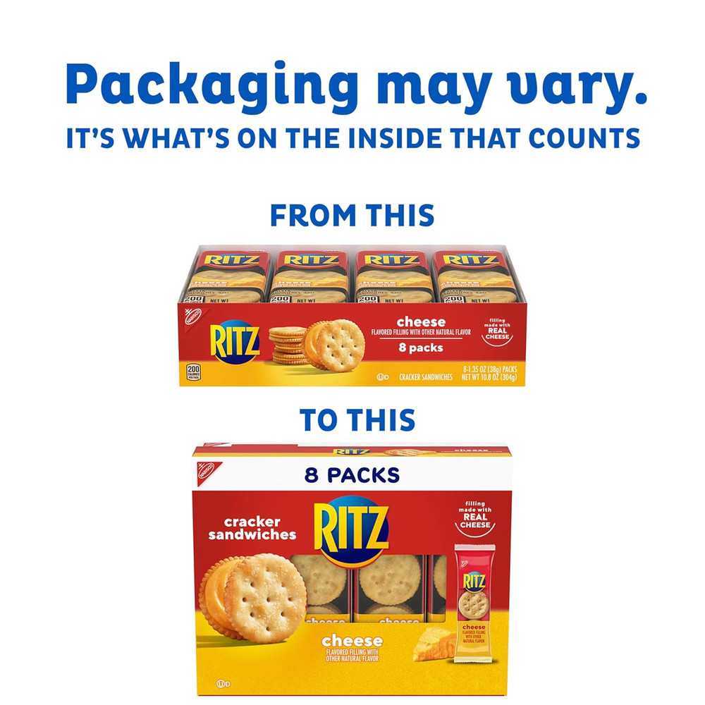 Cheese Sandwich Crackers, Lunch Snacks, 48 Snack Packs (6 Boxes, 6 Crackers per
