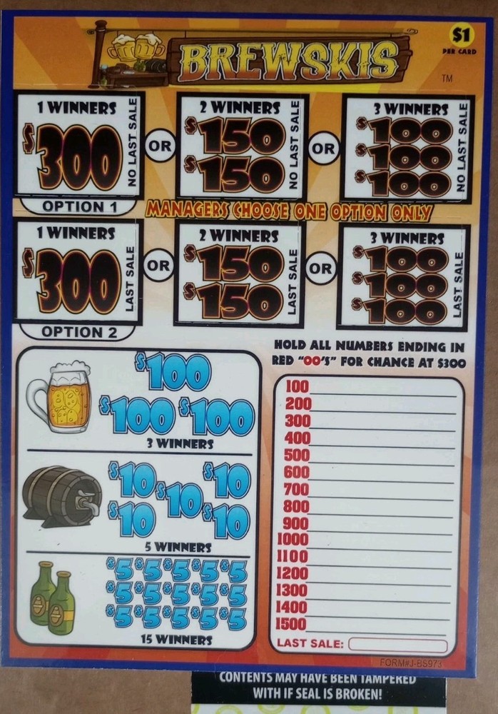 BREWSKIS 973ct Single Pull Tab Game