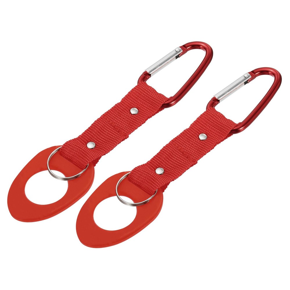 Hanging Bottle Buckle Clip with D-Hook Oring, Red 2pcs