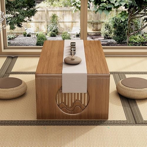 Foldable Japanese Floor Table 100% Solid Wood Folding Coffee Table, 80*37