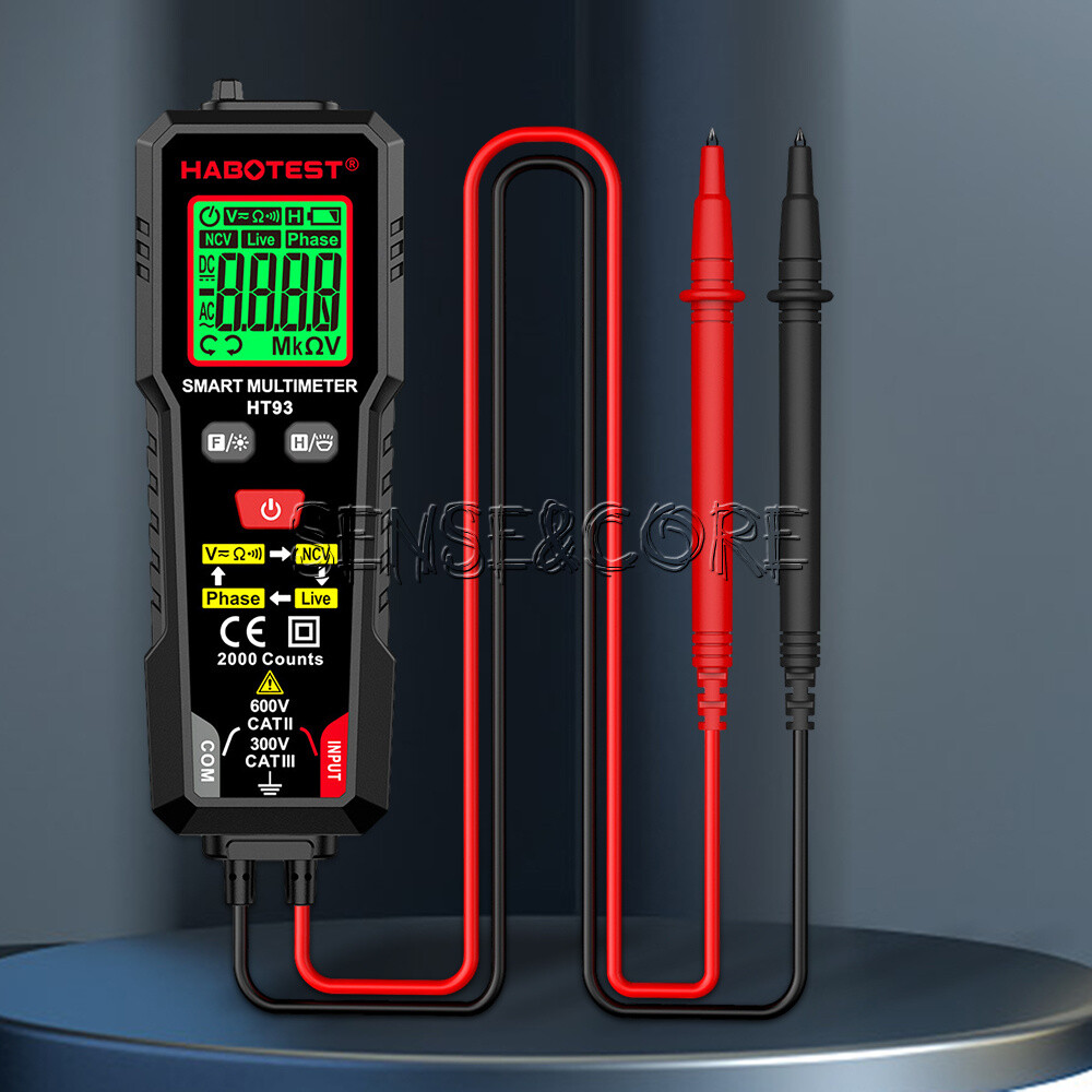 HT93 Digital Multimeter Smart Meter 2000 Counts AC Voltage NCV Tester Car Range-