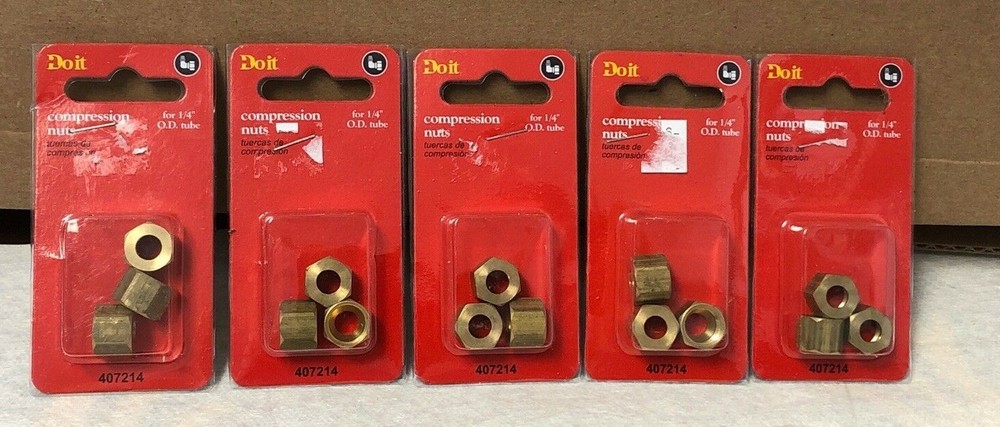 407214 Do it 1/4 In. OD Brass Compression Nut (5-3-Packs)