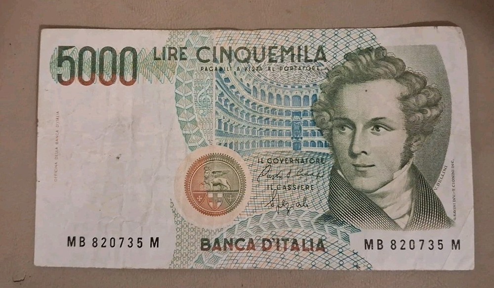 1985 Italy 5000 Lire Note