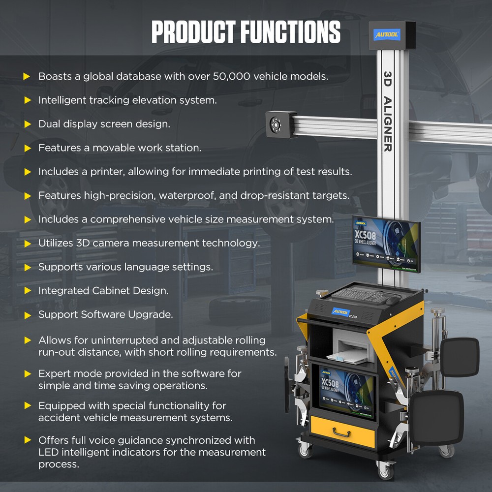 Liftable Auto Quicktrick 3D Wheel Alignment Machine Tools W/ Dual-Screen Printer