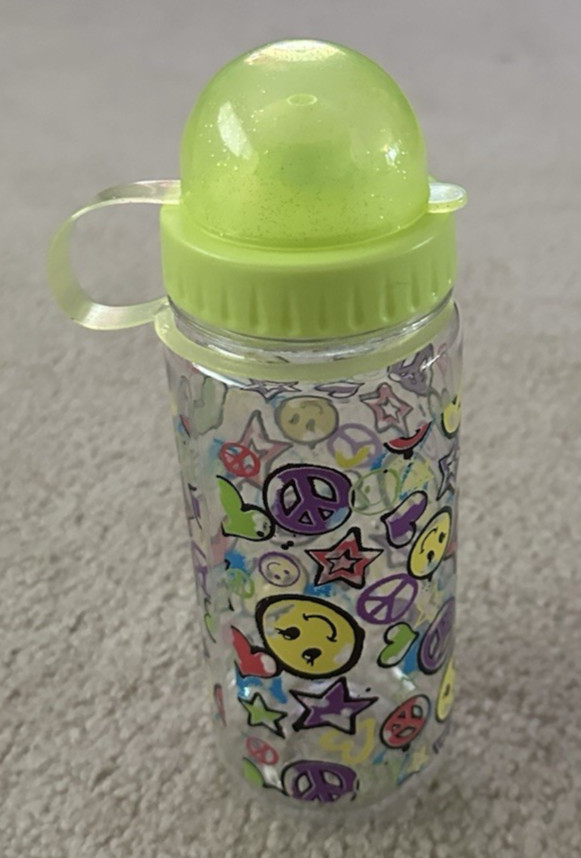 Plastic Water Bottle Smiley Face Design - 16 fl oz - Multicolor - NEW
