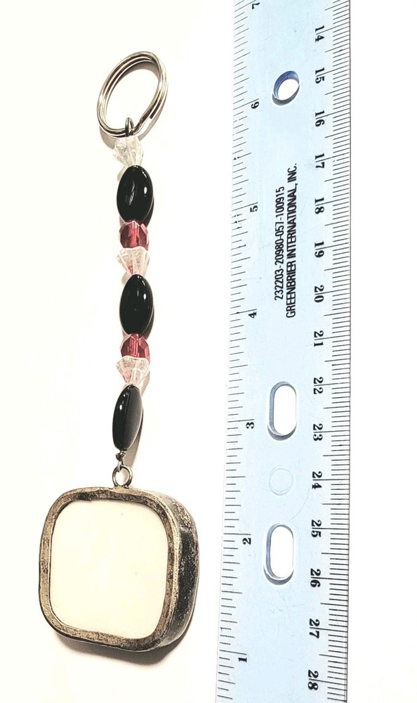 Abstract Ceramic Glazed Keychain Beaded Vibrant Boho Artisan Crafted Keyring