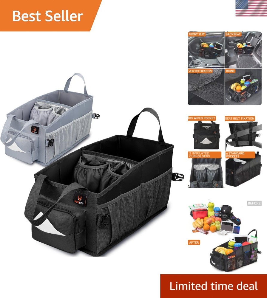 Sturdy Polyester Car Seat Organizer with Insulated Holder - Essential Accessory
