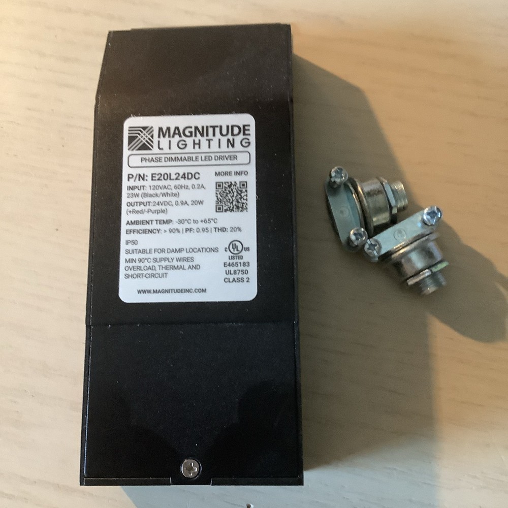 Magnitude E20L24DC, Phase Dimmable LED Driver, 20 watt , 24 vdc,