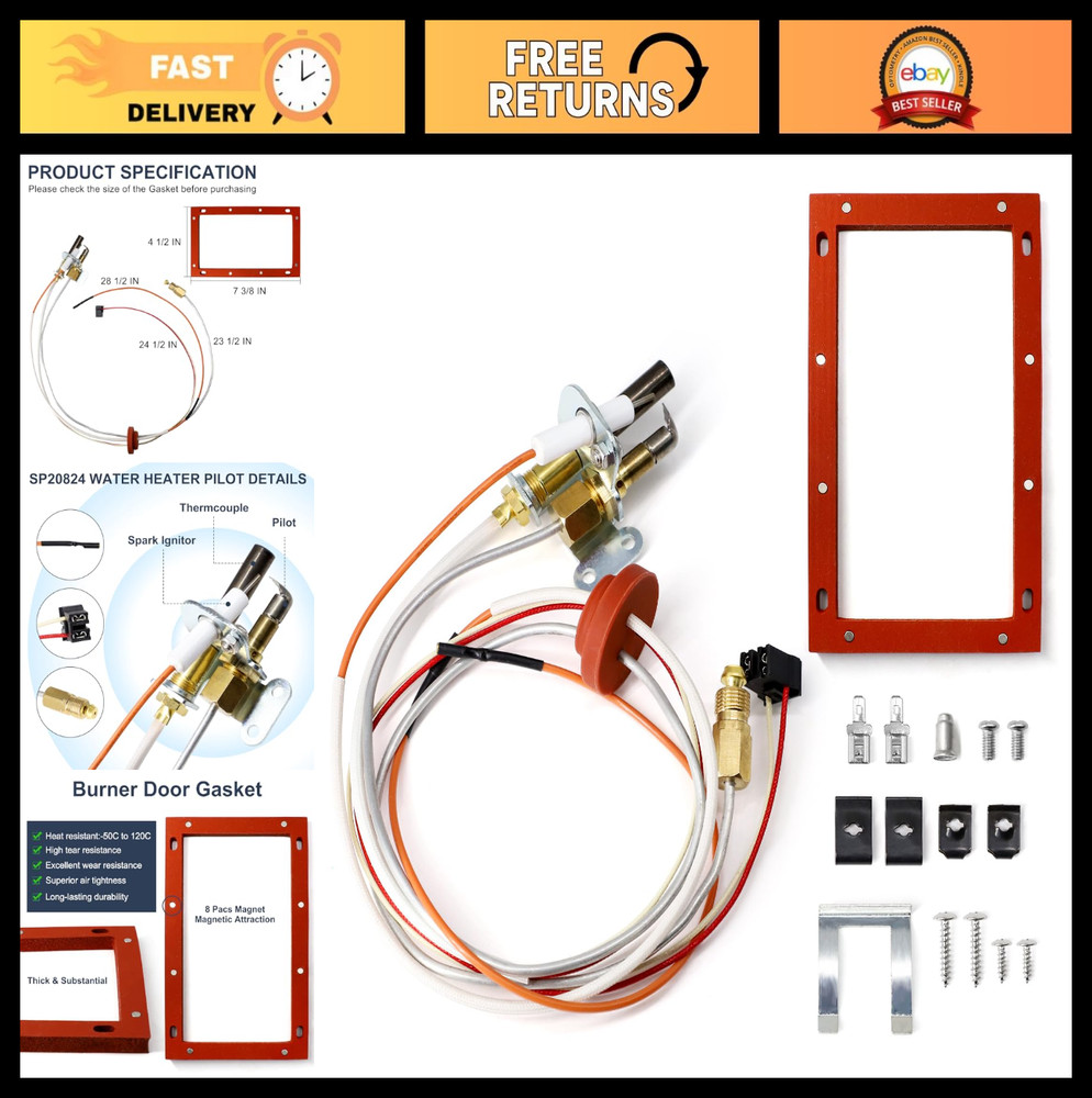 Water Heater Pilot Assembly Replacement - Fits Rheem, Ruud, Richmond, LP Orifice