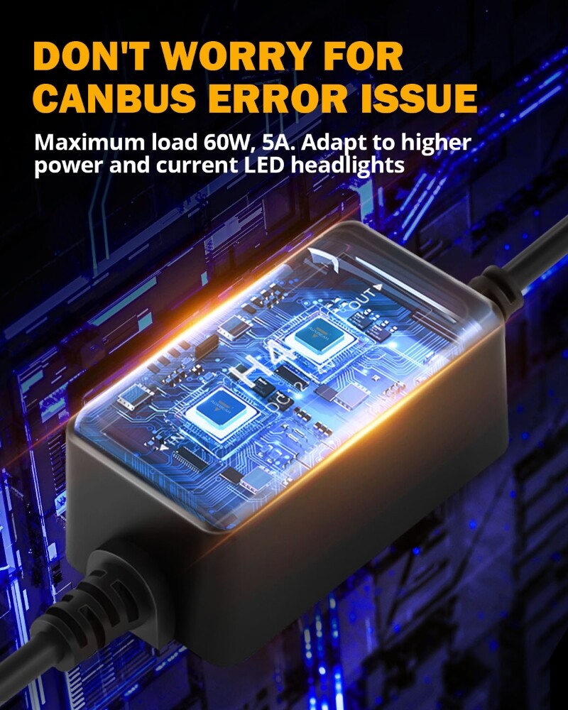 Pair H4 9003 LED Headlight Canbus Load Resistor Decoder Error Free Anti Flicker