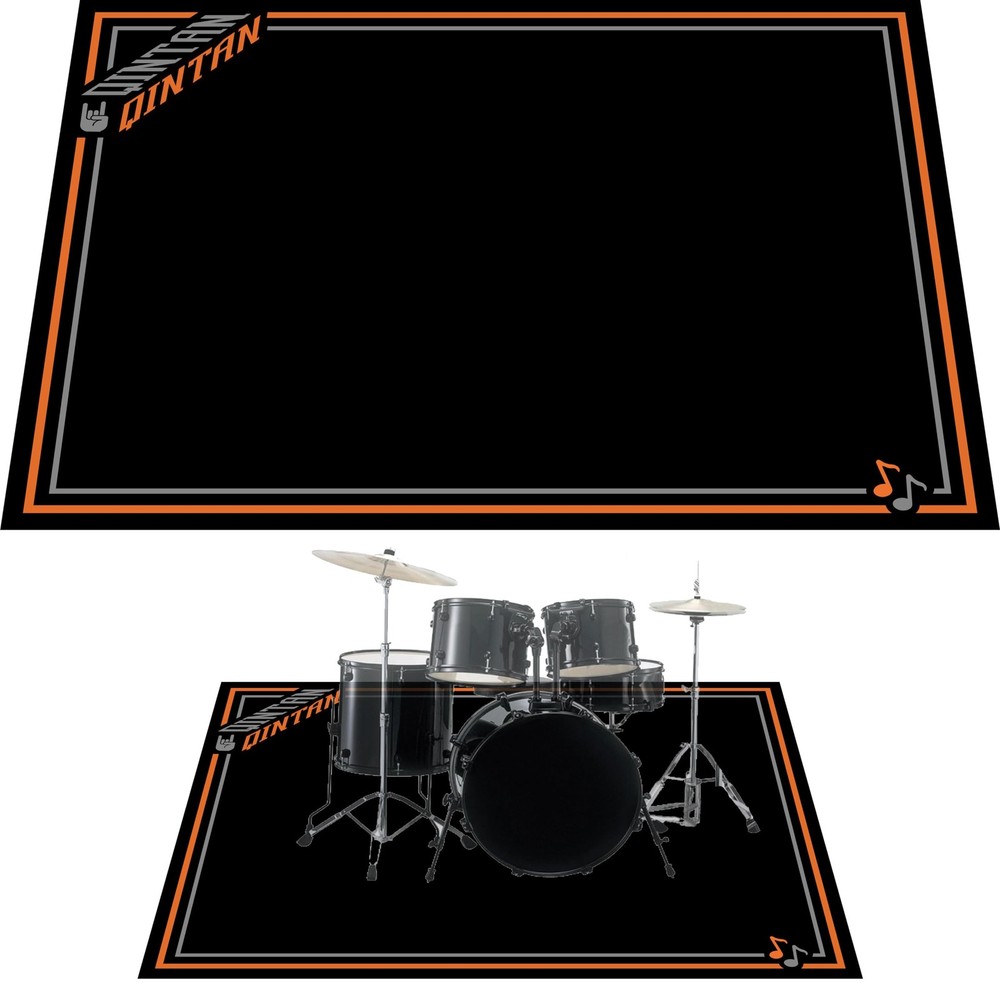 Qintan Drum Rug, Mat with 5'3" x 3'11" (Rectangular), Orange & Gray