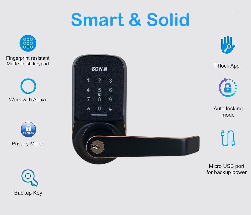 Elegant Smart Door Lock with Touchscreen Keypad - Keyless & Auto Locking