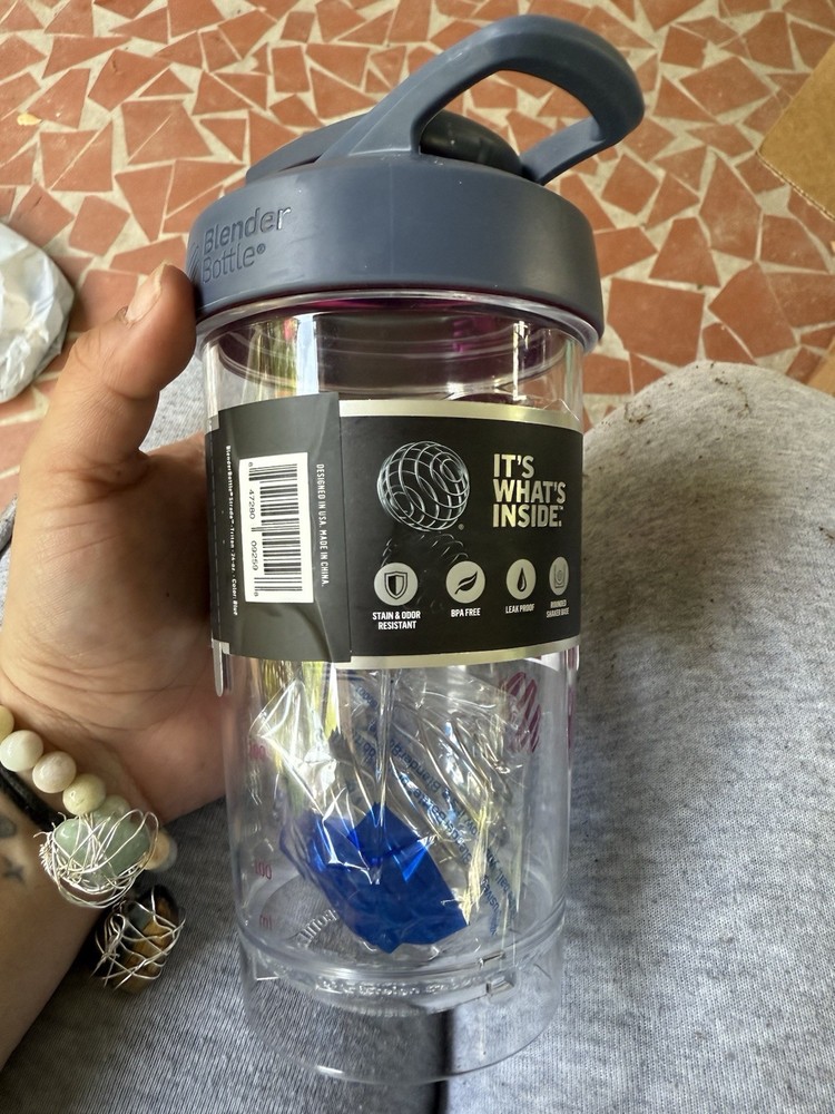 BlenderBottle Strada 24 oz Push Button Shaker Bottle Leakproof Gray