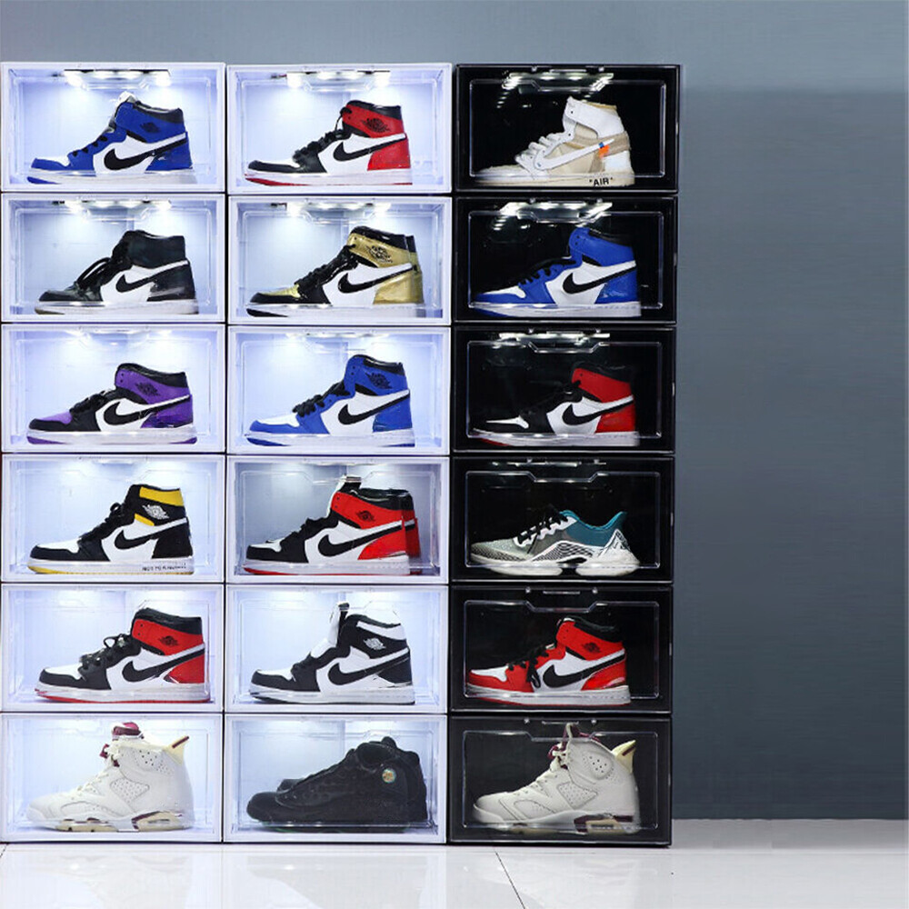 LED Shoe Box Stackable Light Up Sneaker Display Collection Storage Organizer XL