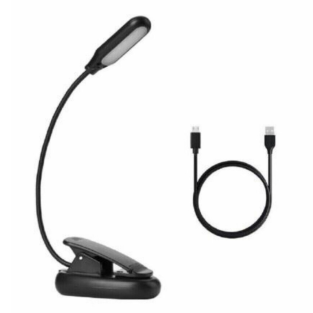 2Pcs Small Table LED Reading Book Light USB Rechargeable Flexible Clip Desk Lamp