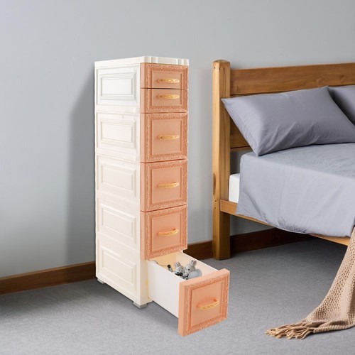 Slim 5-Tier Storage Cabinet with Wheels, Slim Profile for Small Spaces