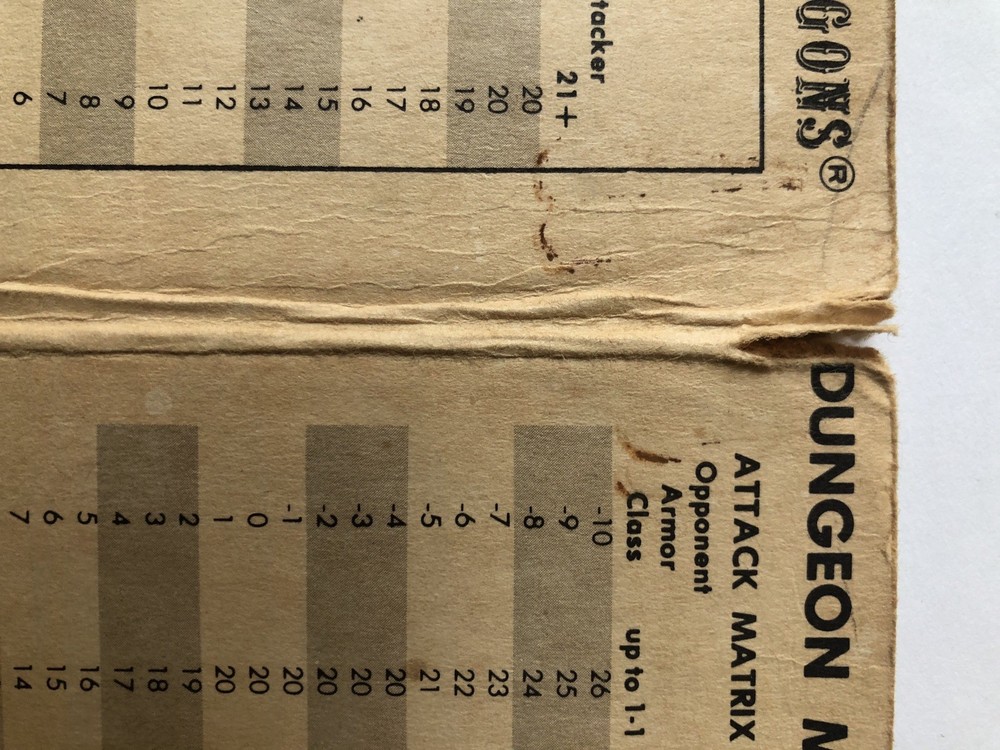 Vintage Dungeon Masters Screen 1981