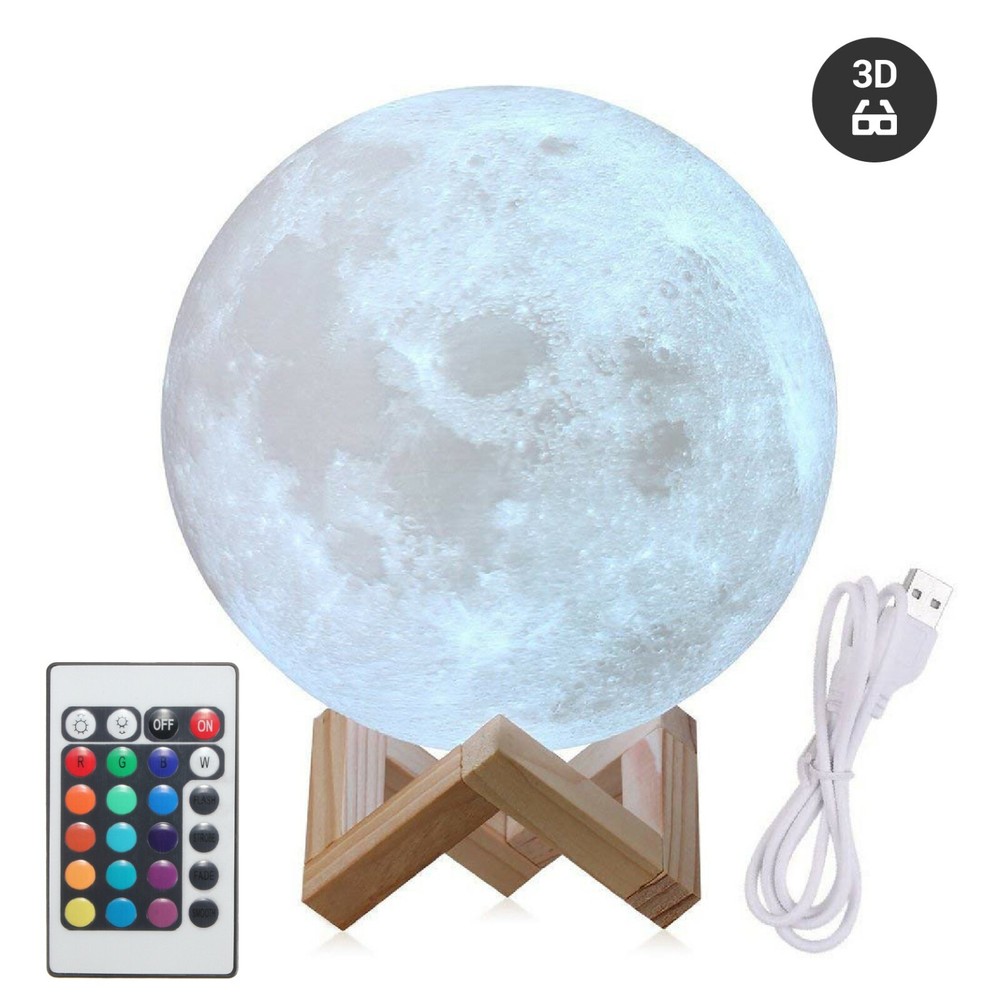 3D Moon Night Light Table Lamp USB Charging Touch Control Home Decor Gift 15cm