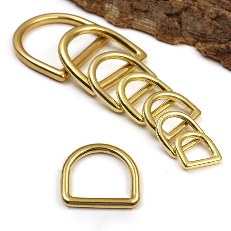 Φ 13/16/20/25/32/38mm Solid Brass Cast Closed D Rings For Webbing Leather Crafts