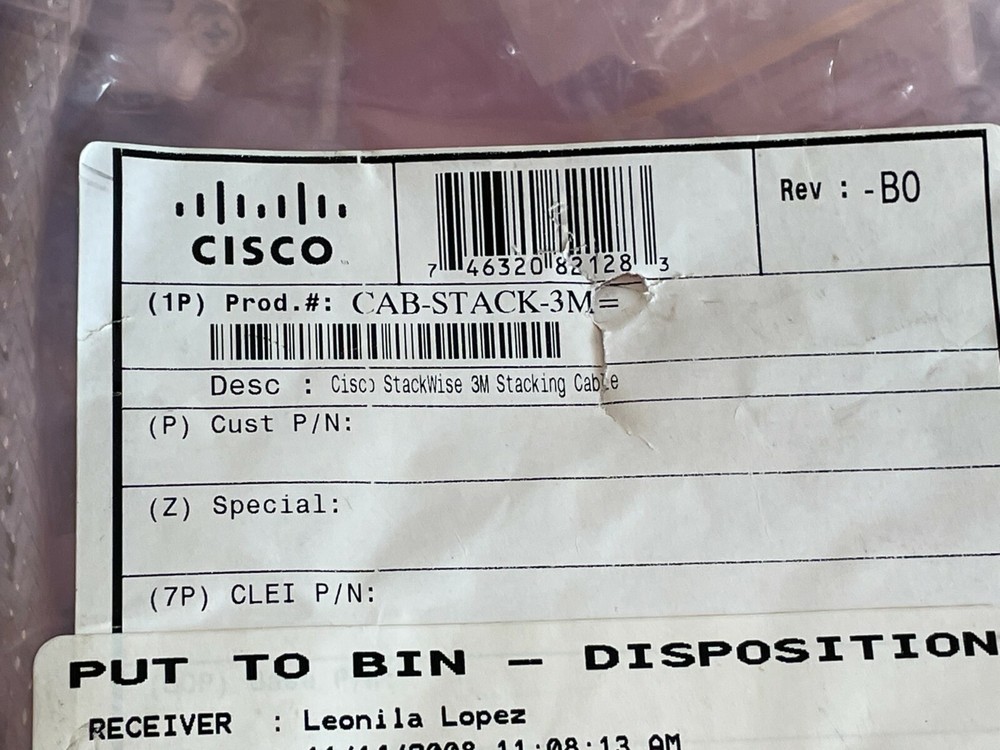 PP7: Cisco CAB-STACK-3M StackWise 72-2634-01 3M Stacking Cable