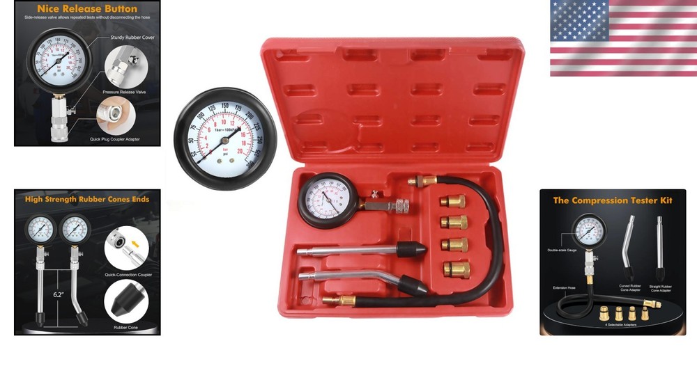 Ultimate 8-Piece Petrol Engine Compression Kit - Easy & Accurate Results