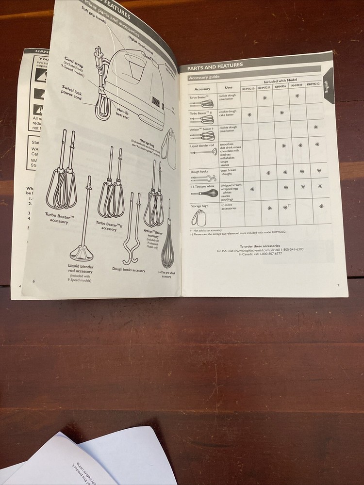 KitchenAid Hand Mixer KHM72 & KHM92 Instruction Book