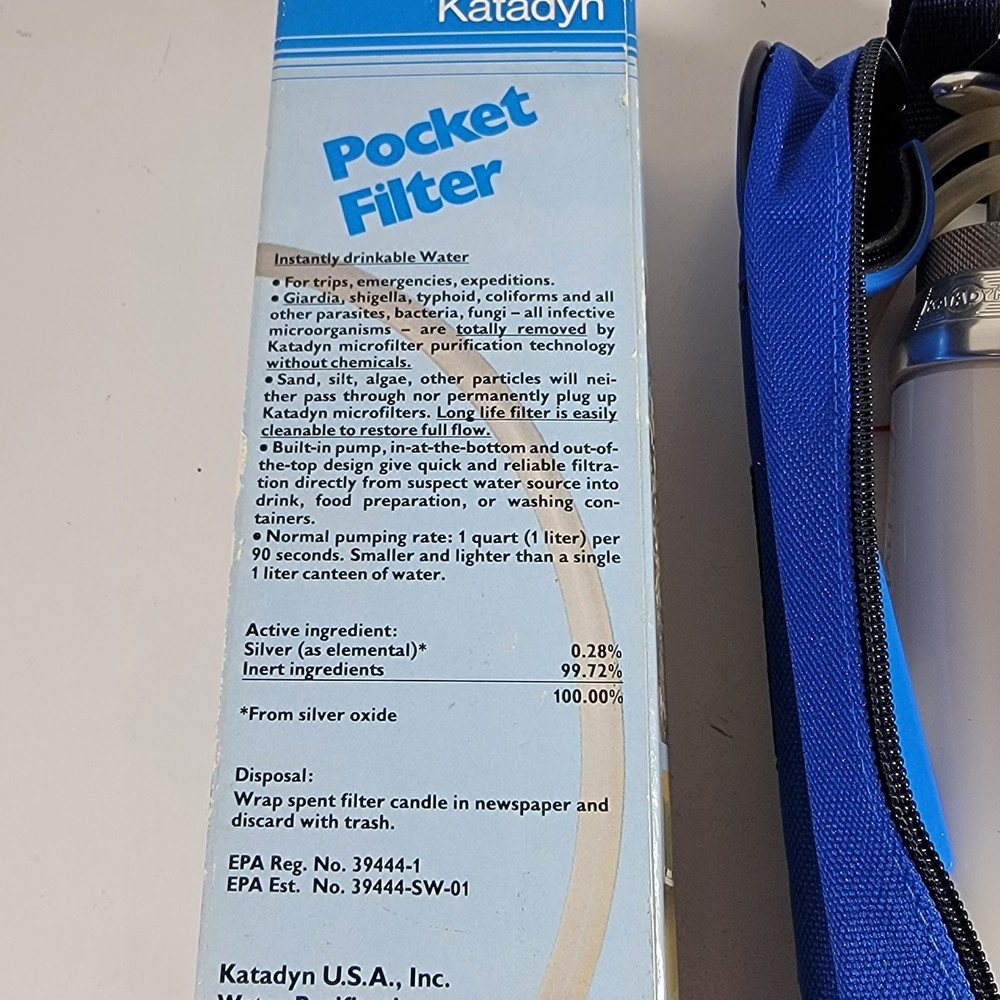 Katadyn Pocket Water Filter Backpacking New Open Box