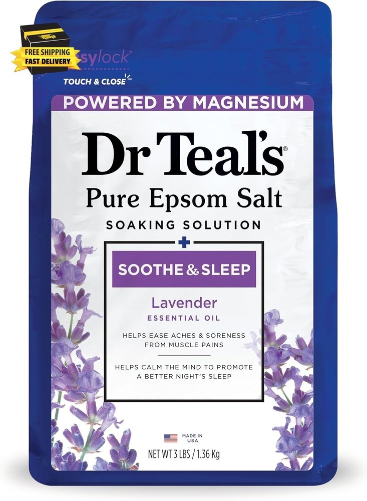 Epsom Salt Soaking Solution, Soothe & Sleep, Lavender, 3Lbs ⭐️⭐️⭐️⭐️⭐️