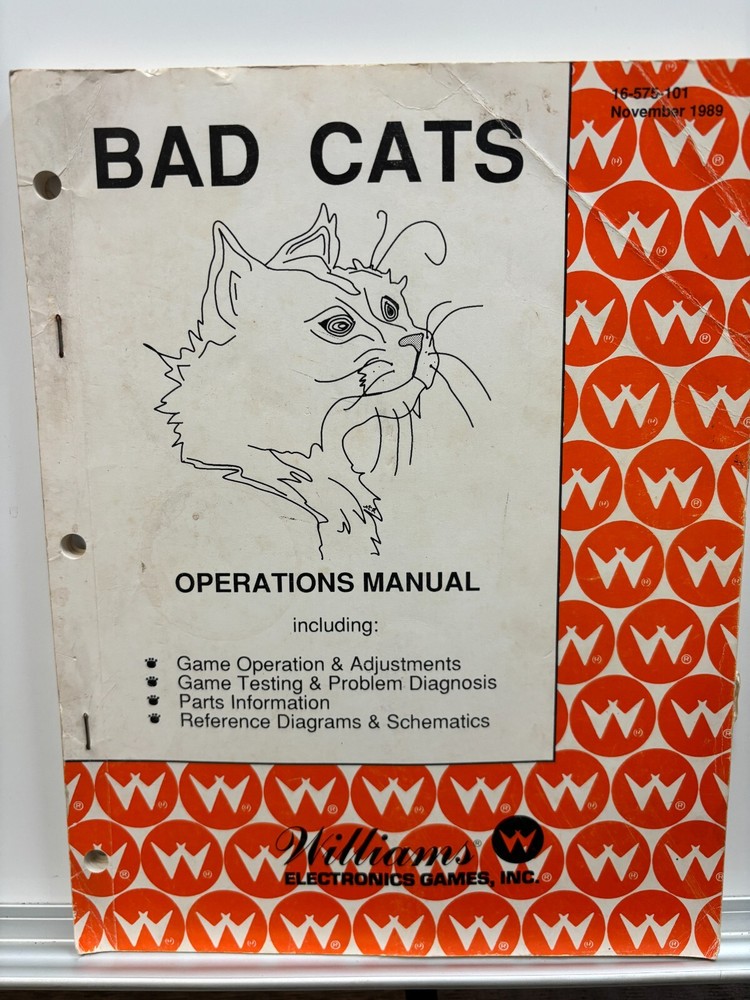 ORIGINAL-WILLIAMS-BAD CATS-OPERATION MANUAL-OPERATORS HANDBOOK