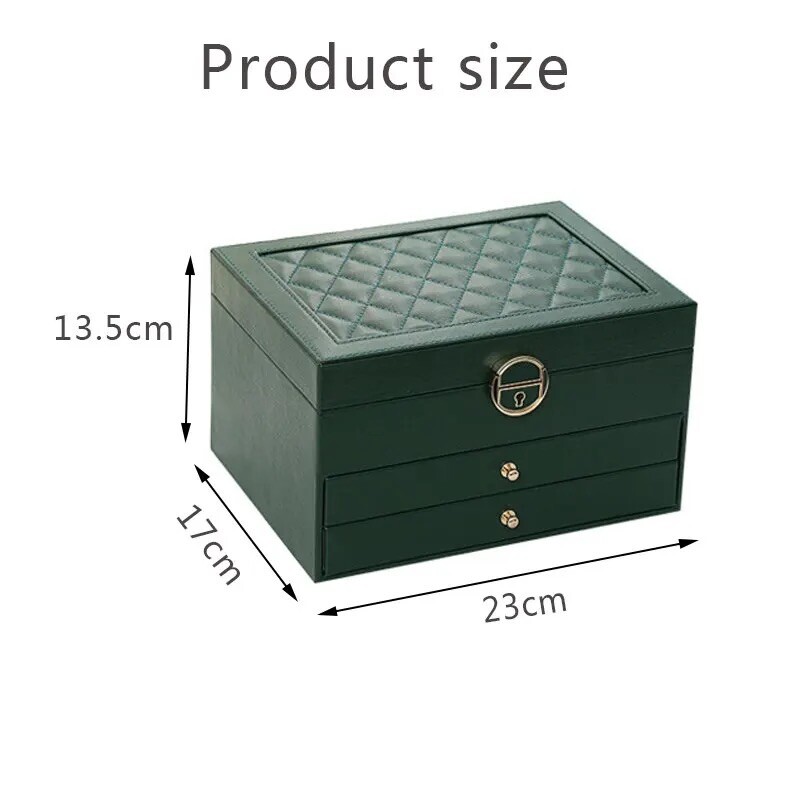 Large Jewelry Storage Box Multi-Layer Organizer For Jewellery Leather