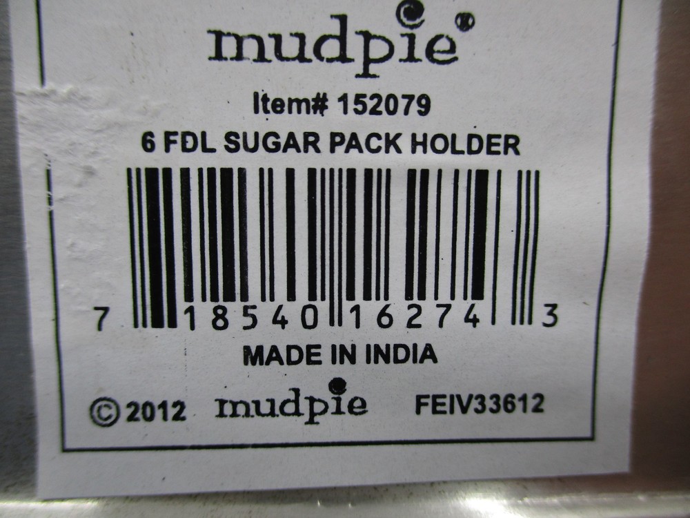 MUD PIE PEWTER SUGAR PACK HOLDER - 1009B