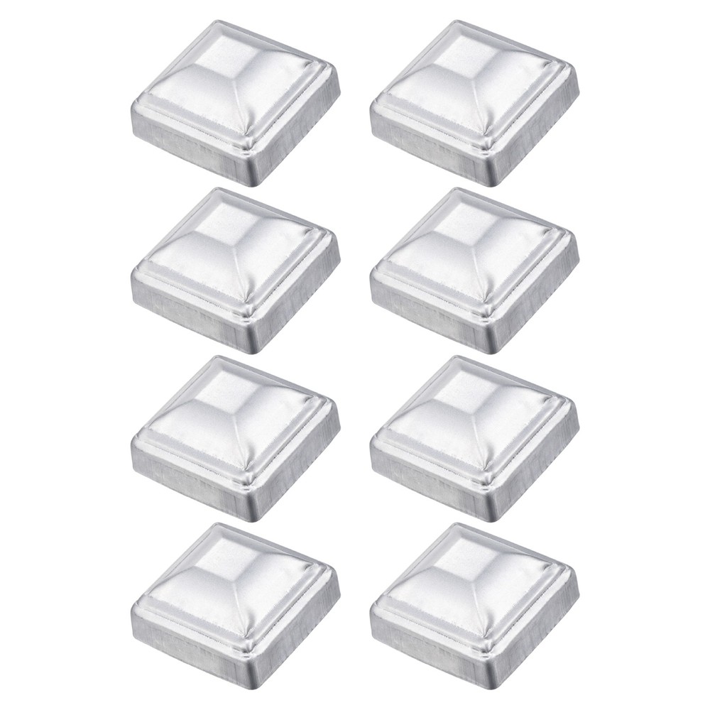 8Pcs Fence Post Cap, Galvanized Deck Post Caps Fit 2" x 2" Pipe, Silver