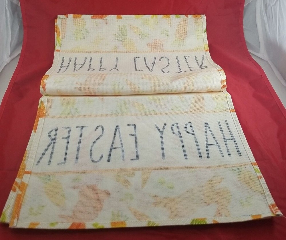 Table Runner "Happy Easter" Rabbit & Carrot 13" x 72 Inch *NEW*