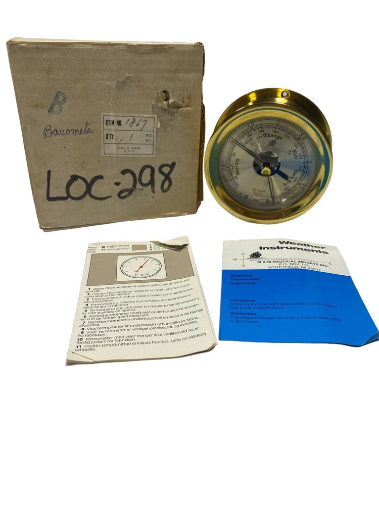 Vintage Brass  Millibars Inches Barometer