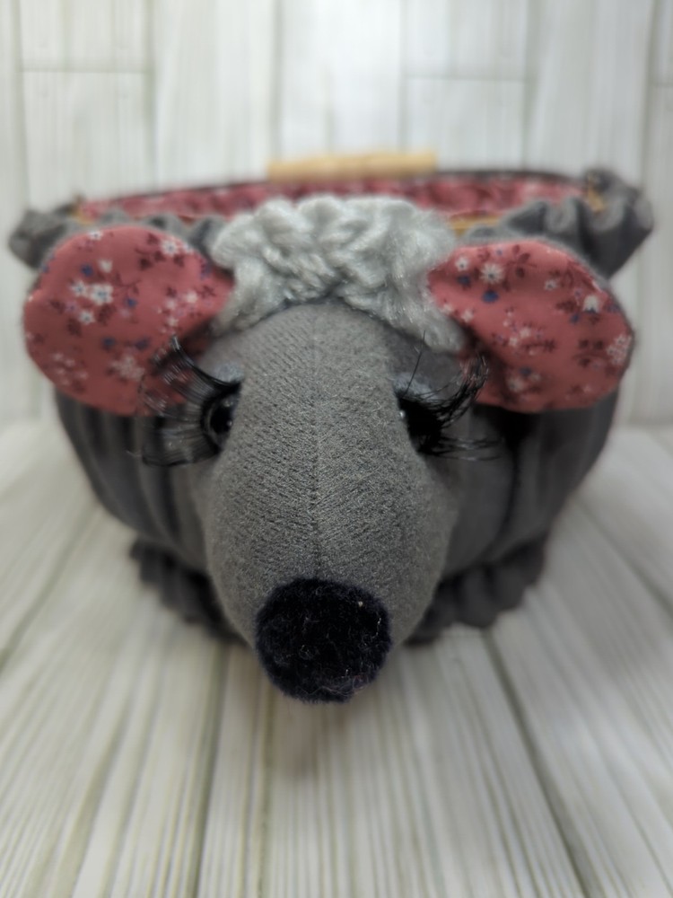 Mouse Handmade Whimsical Custom Made Big Eyelashes Mouse Basket Unique OOAK