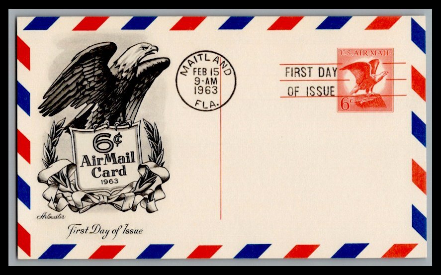 US FDC # UXC4 6c Red Eagle   Artmaster  1963, 9p1262
