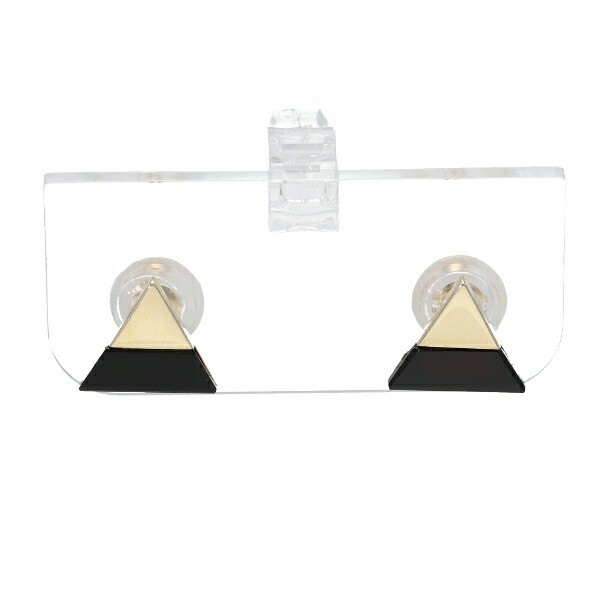 K10 Gold Triangle Onyx Stud Earrings (Pair)