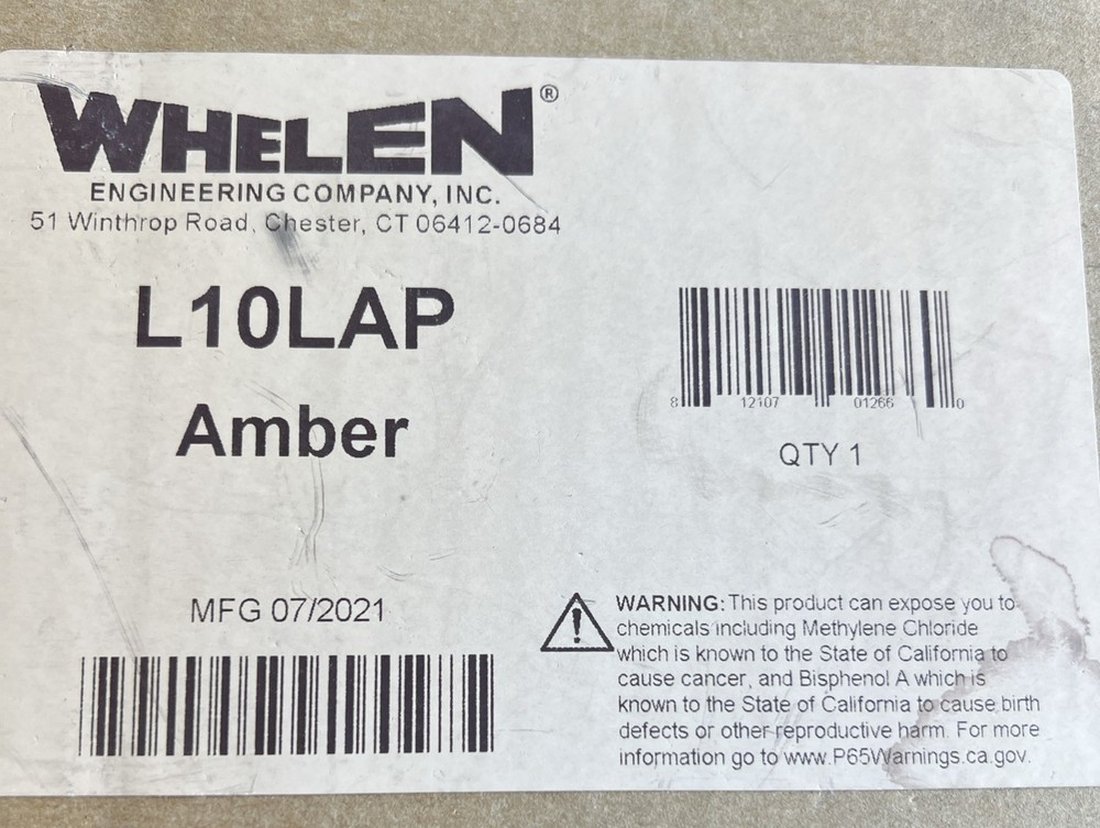 Whelen Engineering L10LAP Beacon Amber New In Box