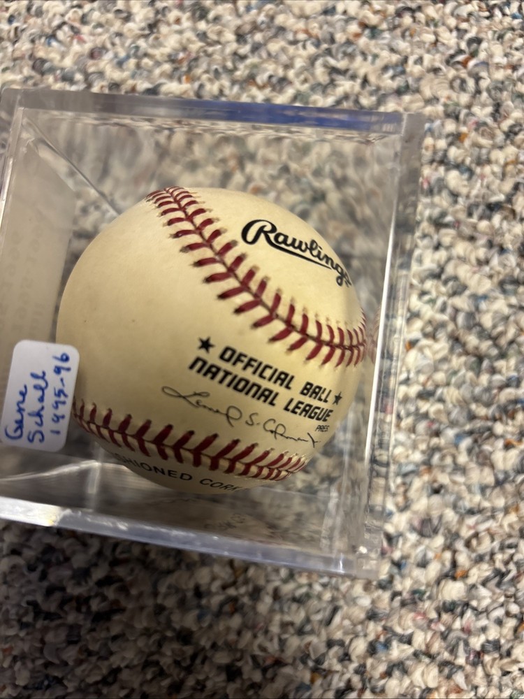 Gene Shall Autographed Baseball With Case, Phillies