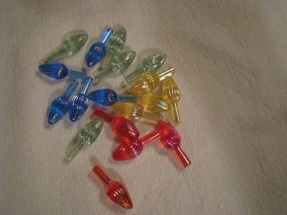 18 Replacement Multi-Color  Plastic "Light Bulbs 7/8" L Ceramic Christmas Trees